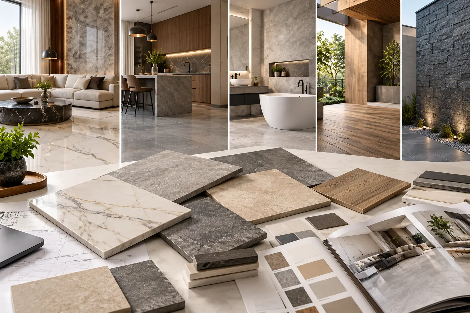 Nexion Tiles collection selection with marble, stone, wood and contemporary tile finishes.